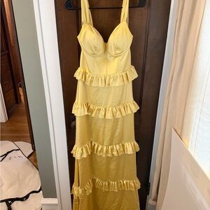 Revelry Yellow Ruffle Maxi Dress
